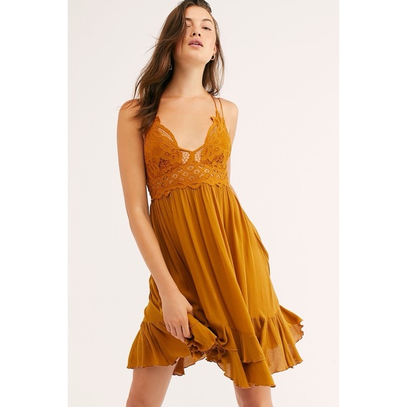 Free People Dresses & Skirts - NEW NWT FP One Adella Slip Small Mustard Dress